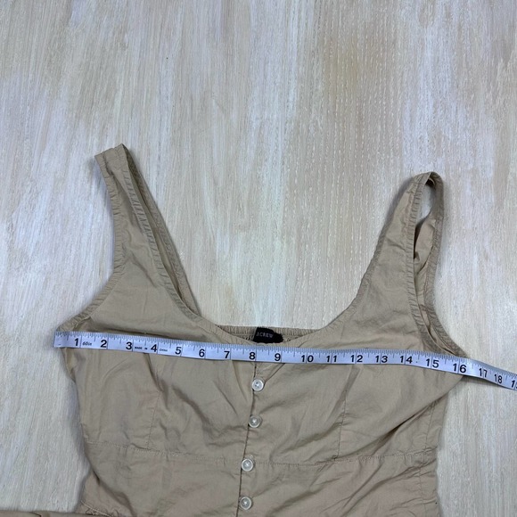 J Crew Tan Neutral Button Down Lagenlook Tank Shirt Casual Midi Dress Size 4 - Picture 11 of 16